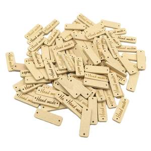 Étiquettes en bois faites à la main pour scrapbooking, 30 mm, beige - Product Image 1