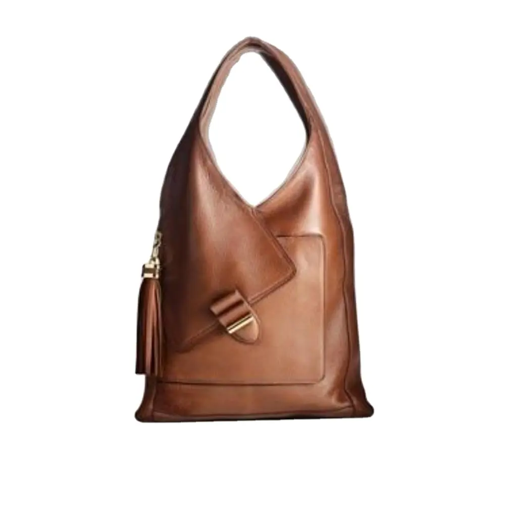 Tas tangan cokelat kulit gaya baru tas tangan untuk wanita tas belanja kustom penjualan Online dibuat di india dompet wanita untuk uang tunai