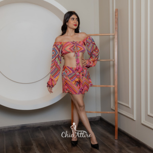 Elegant Bohemian <b>Floral</b> Women's 2-Piece Set Cropped Cami Mini Skirt with Shoulder Ruffled Top Western Style Flowy Co-ord Sets - Product Image 1