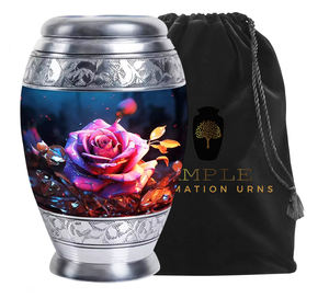 Urna Funeraria Ecológica de Estilo Europeo y Americano con Diseño de Rosa Rosa HD para Cenizas Humanas, 10 Pulgadas - Product Image 3