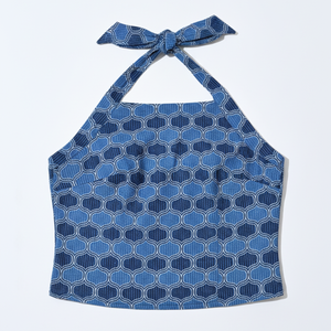 Boho Cotton Halter Neck Top Adjustable <b>Back</b> <b>Tie</b>-Up Detail Breathable Quick Dry Summer Top. Effortlessly Stylish Feminine - Product Image 1