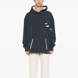 Vêtements élégants en ligne prix de gros hommes en détresse vêtements d'hiver chaud coton matériel hommes en détresse sweats à capuche pour hommes - Product Image 2