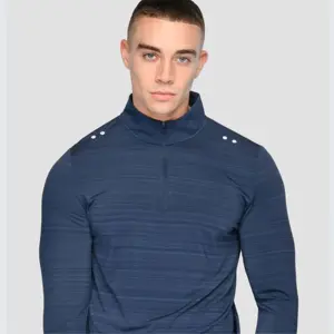 Magliette da ginnastica personalizzate ad asciugatura rapida 1/4 quarto con zip top per il fitness magliette da golf abbigliamento sportivo a maniche lunghe camicia da jogging da uomo