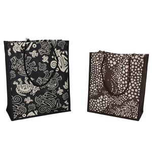 Sac fourre-tout en toile de coton naturel de 10 oz imperméable PP laminé imprimés d'animaux poignée de corde sac à provisions élégant unicolore recto verso - Product Image 1