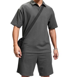 Conjunto de 2 Piezas de Ropa Deportiva para Hombre, 100% Algodón, Diseño Personalizado, Pantalones Cortos Deportivos Transpirables y Camiseta - Product Image 1
