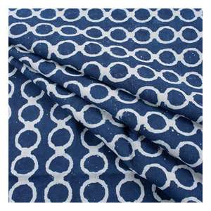 Latest Printed Indigo Hand Block Ring Printed Cotton Fabric for Women Dresses for Summer Indian Ethnic Fabric - Product Image 2
