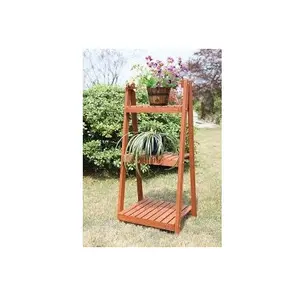 3 tire wooden planter pot stand holder large size Conner and showpiece for garden decorate wooden flower pot stand holder