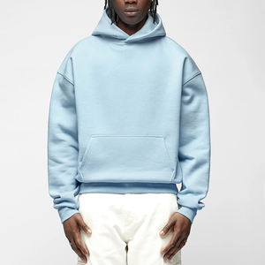 Ropa de calle de lana azul oscuro de algodón grueso de alta calidad, lisa, de gran tamaño, en blanco, venta al por mayor, sudaderas con capucha sin cordón Reino Unido - Product Image 4