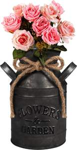 Vase à fleurs en métal argenté de meilleure qualité, design vintage, vase de sol de taille moyenne, article décoratif de couleur noire - Product Image 3