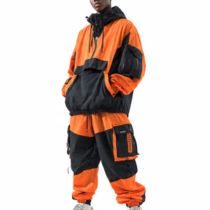 ชุดกันลมขนาดใหญ่สำหรับผู้ชาย เสื้อแจ็คเก็ตกันฝนแบบมีซิป กางเกงกันน้ำ ชุดสำหรับตั้งแคมป์ เดินป่า ชุดวอร์มกันลมสำหรับผู้ชาย - Product Image 4
