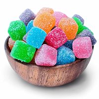Op maat gemaakte groothandel gummy snoepjes zuurzoet fruitig bulk verpakking halal gecertificeerd OEM ODM mango banaan aardbei 100g