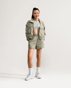 Shorts de sport décontractés pour femmes, taille mi-haute, respirants, séchage rapide, en nylon, coupe ample, fermeture à cordon, taille personnalisée, été, uni, décoloré - Product Image 5