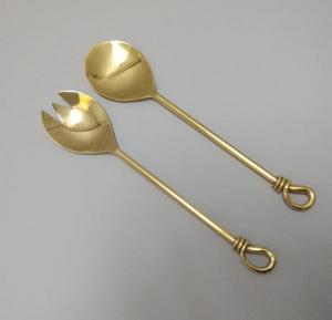 Service à salade en acier inoxydable avec logo personnalisé et poignée en agate, outils de cuisine, ustensiles, cuillère à salade, vaisselle, couverts pour la maison et les hôtels - Product Image 4