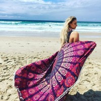 Indien coton rond Ombre Mandala tapisserie tenture murale Hippie bohème décoration murale maison Table couverture plage couverture Yoga tapis
