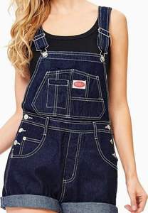 Denim High Quality <b>Short</b> <b>Dungaree</b> <b>for</b> <b>Women</b> Light Wash Distressed Vintage Effortless Style Bib Overall Button Printed Trendy - Product Image 3