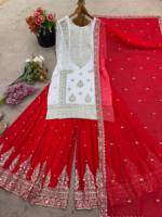 Ensemble Kurta Prêt-à-Porter Élégant pour Femme, Style Vintage, pour Fête d'Été, Vêtements Indiens et Pakistanais, Haut, Bas et Dupatta, Style Bollywood Lourd