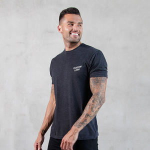 T-shirt classique unisexe 100% coton coupe régulière t-shirt à col rond Logo personnalisé grande taille vêtements pour hommes 220 grammes tissu teint uni - Product Image 3