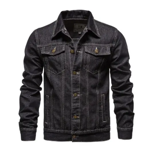 Veste en jean coupe ajustée pour hommes personnalisée en gros Nouveau design de mode décontracté teint en couleur unie - Product Image 3