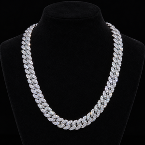 Collier gourmette cubaine de luxe en moissanite VVS 12 mm, testé au diamant, en argent sterling 925, bijoux hip-hop pour homme, coffret cadeau de luxe - Product Image 1