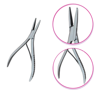 Alicates Profesionales para Extensiones de Cabello con Punta Plana, Logotipo Personalizado, Acero Inoxidable de Grado Quirúrgico Plateado - Product Image 4