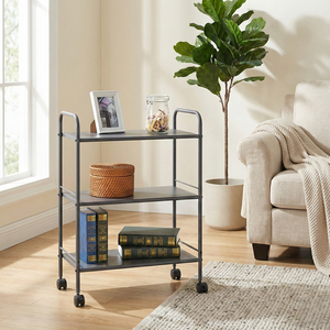 MIT Housewares Modern Metal 3-Tier Storage Rack Home Furniture Corner Mounted Wheels for Kitchen Bathroom Manufactured Taiwan - Product Image 1