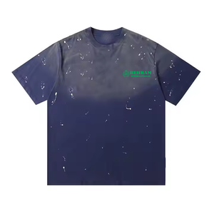 T-shirts respirants pour hommes coupe ample Logo personnalisé col rond microfibre éponge française 100% coton T-shirts à épaules tombantes pour hommes - Product Image 3
