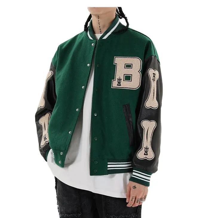 OEM 주문 겨울 100% 모직 셔닐 실 자수 lettermen 남자 대학 Letterman 폭격기 재킷을 위한 포도 수확 varsity 재킷