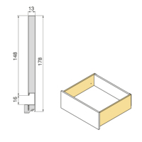 Cajón Exterior de Acero Emuca Vertex España 3185735, Color Gris Antracita, Capacidad de 40 kg, Altura 178 mm, Herrajes para Cocina con Ajuste 3D