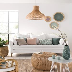 Lampe suspendue en bambou faite à la main couvre style moderne décor à la maison lampes suspendues en osier rotin abat-jour lustre en bambou tissé à la main - Product Image 1