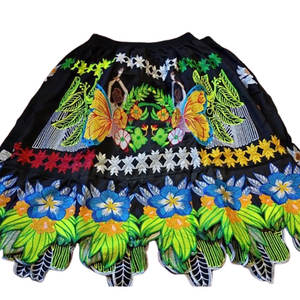 Faldas Isleñas de Estilo Moderno, Faldas Bordadas con Estampado Floral Colorido de Algodón para Mujer - Product Image 5