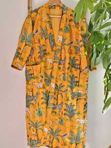 Veste Kimono Kantha de style européen fait à la main, imprimé floral, festif, naturel, taille libre 6XL pour anniversaire de mariage - Product Image 5