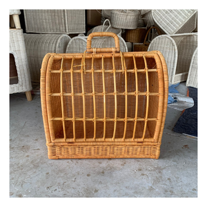 Panier de lit en rotin naturel pour animaux de compagnie avec coussin amovible, design durable et élégant pour petits et moyens chiens ou chats - Product Image 5