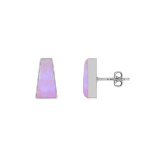 Pendientes de Plata de Ley 925 con Piedra Lunar Rosa, Forma Cuadrada Semi Trillion, Cierre de Mariposa, Bisel, Regalo de Boda - Product Image 2