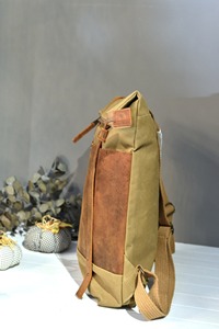 Genuine <b>Leather</b> Canvas Luxury Backpack-Large Capacity Unisex <b>Laptop</b> <b>Rucksack</b> for Travel School Fashion Casual Design LCBP-0156 - Product Image 4