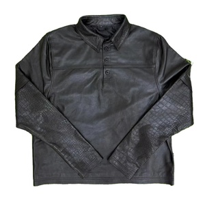 เสื้อเชิ้ตหนังแท้ผู้ชายสั่งทำขายส่ง แขนยาว คุณภาพดีเยี่ยม กระดุมติด แขนหนังลายจระเข้ - Product Image 1