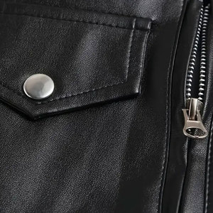 Chaleco Clásico de Cuero para Hombre con Cuello Alto y Cierre de Cremallera, Ajuste Cómodo, Chaleco de Moda para Club, Aire Libre y Mercado de Exportación - Product Image 4