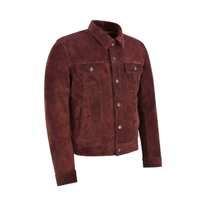 Veste de camionneur High Street Fashion en peau de mouton en daim pour hommes, cuir d'hiver imperméable avec des couleurs personnalisées - Product Image 2