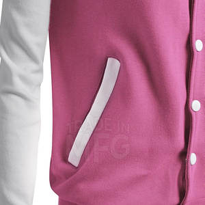 Veste Letterman d'hiver légère personnalisée col montant en coton tricoté respirant avec bouton couvert - Product Image 5