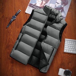 New Fashion Custom Logo Printed <b>Men</b> Winter Down Vest Jacket Stand Collar Sleeveless Cotton Down Jacket Body <b>Warmer</b> U - Product Image 2