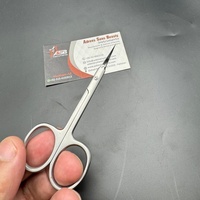 Ciseaux à cuticules professionnels à lame extra fine, finition satinée, acier inoxydable, ciseaux à ongles russes, pointe incurvée précise