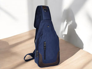 Leather Canvas Chest <b>Bag</b> Fashion Zipper Closure Outdoor Utility Crossbody <b>Sling</b> <b>Bag</b> Travel Pack Men <b>Women</b> Daily Use CSB-0032 - Product Image 4