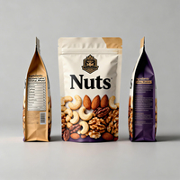 Sachet refermable personnalisé imprimé numériquement de qualité alimentaire pour snacks, noix, amandes, noix de cajou – Emballage réutilisable