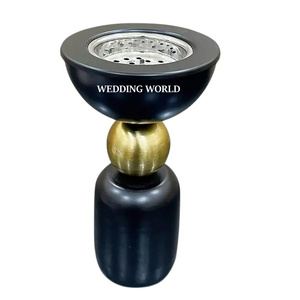 Metal martillado Mubkhar con soporte de madera Forma redonda Diseñador Incienso Titular Venta caliente metal de lujo Bakhoor - Product Image 6