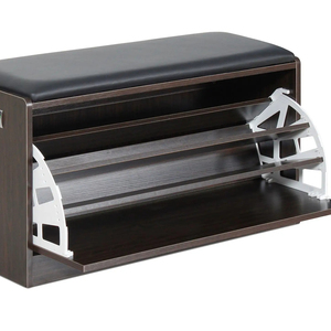 Rangement pour chaussures Rangement pour chaussures en bois de teck avec un simple siège souple moderne pour l'intérieur ou l'extérieur - Product Image 1