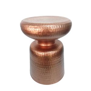 Taburete de tambor de hierro redondo, cobre martillado, otomanos antiguos, restaurante, muebles de sala de estar, cantidad a granel, accesorios artesanales - Product Image 3