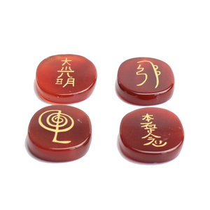 ชุดสัญลักษณ์ Usui เรกิคริสตัลหินธรรมชาติหินอัญมณีสีแดงคาร์เนเลี่ยนแกะสลักคริสตัลฮวงจุ้ยคริสตัลเรกิ - Product Image 4