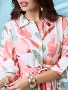 Main indienne bloc coton robe courte personnalisée mariée mariage miel lune robe d'été porter imprimé floral fille robe élégante - Product Image 2