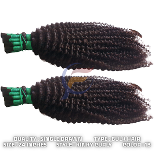 Extensions de cheveux indonésiennes de luxe alignées par cuticule vierge crue en vrac à vendre Kinky Curly 100 cheveux humains vente en gros de produits - Product Image 3