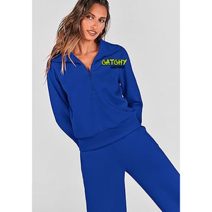 ชุดสูท2ชิ้นสำหรับผู้หญิงชุดวอร์มลำลองสีพื้นชุด2ชิ้นสำหรับฤดูหนาว - Product Image 5