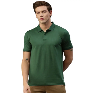 Respirant col rond manches courtes tenue décontracté demi-manches pour Polo T-Shirt Polyester confortable motif solide - Product Image 4